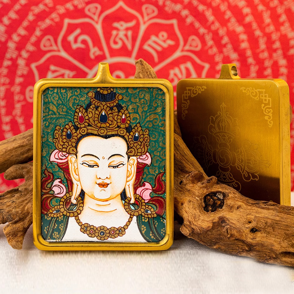 Tibetan Buddhist articles hand-painted handicrafts Bodhisattva Manjusri thangka gilded ornament pendant cw2000