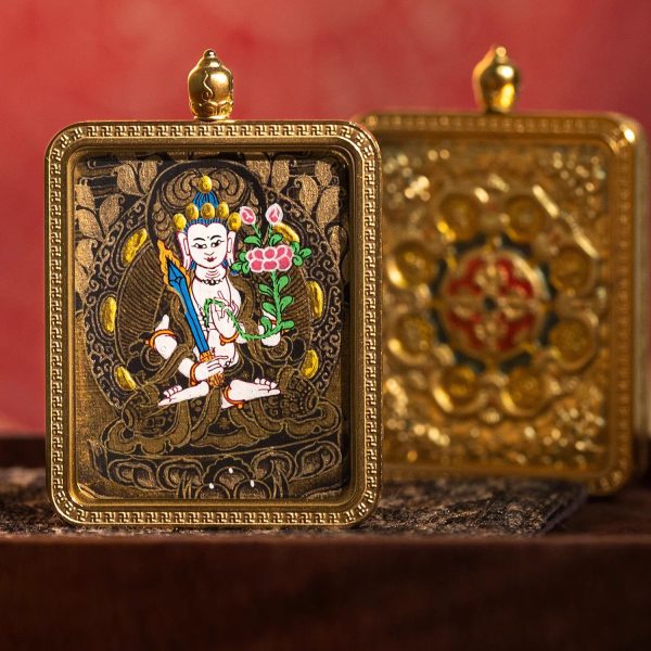 Tibetan Buddhist articles hand-painted handicrafts Mahāsthāmaprāpta thangka gilded ornament pendant cw20000