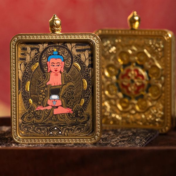 Tibetan Buddhist articles hand-painted handicrafts Mahāsthāmaprāpta thangka gilded ornament pendant cw20000