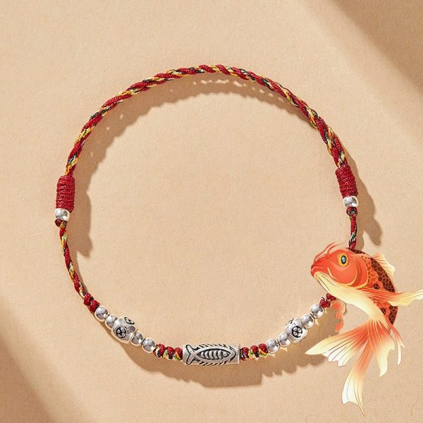 925 silver-plated bracelet braided red hand-woven wristband, smooth promotion cw2000