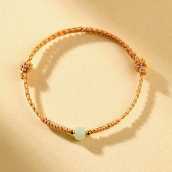 yellow Hetian jade natural lucky bead bracelet hand-woven red rope wristband turns safe and auspicious cw2000
