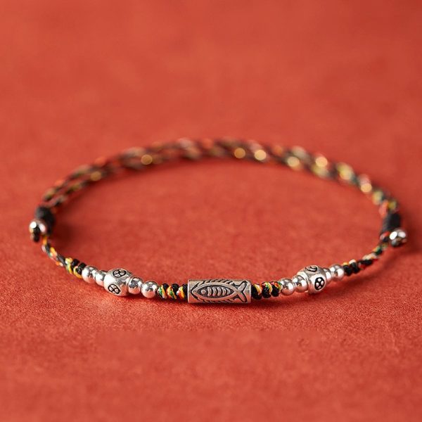 925 silver-plated bracelet braided red hand-woven wristband, smooth promotion cw2000