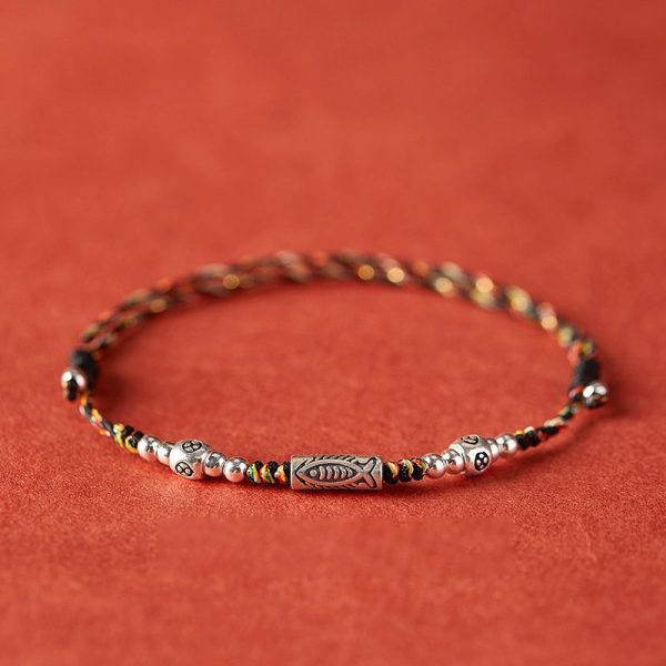 925 silver-plated bracelet braided red hand-woven wristband, smooth promotion cw2000