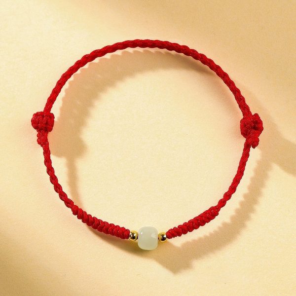 Hand woven wristband Hetian jade natural lucky bead bracelet hand-woven red rope wristband turns safe and auspicious cw2000