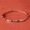 925 silver-plated bracelet braided red hand-woven wristband, smooth promotion cw2000