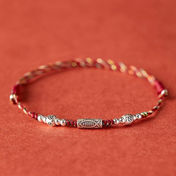 925 silver-plated bracelet braided red hand-woven wristband, smooth promotion cw2000
