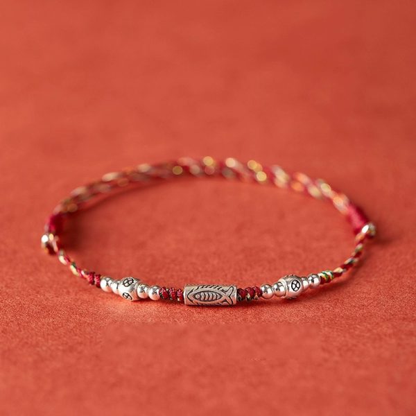 925 silver-plated bracelet braided red hand-woven wristband, smooth promotion cw2000