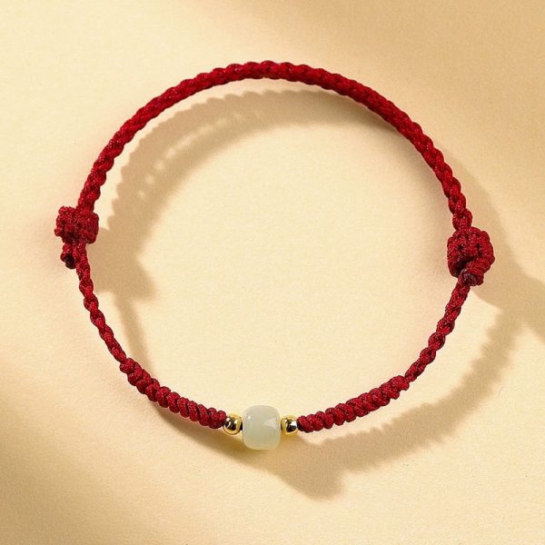 主图_09 Hetian jade natural lucky bead bracelet hand-woven red rope wristband turns safe and auspicious cw2000