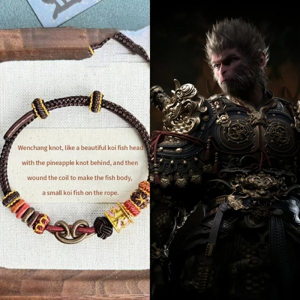 Black Mythical Wukong Knot Tight Bracelet Male DIY Handmade Red Rope cw2000