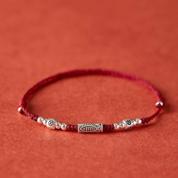 925 silver-plated bracelet braided red hand-woven wristband, smooth promotion cw2000