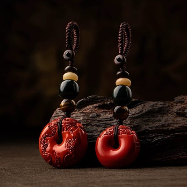 Cinnabar Pixiu, Ping An buckle, keychain, car ornament, red fortune chain, disaster avoidance, peace of mind cw2000