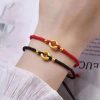 Hand-woven peace buckle couple bracelet female red rope cw2000