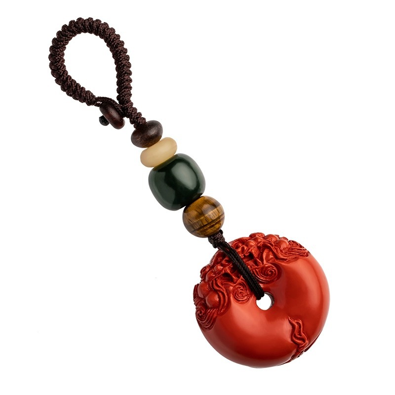 Cinnabar Pixiu, Ping An buckle, keychain, car ornament, red fortune chain, disaster avoidance, peace of mind cw2000
