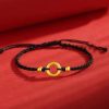 Hand-woven peace buckle couple bracelet female red rope cw2000