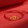 Hand-woven peace buckle couple bracelet female red rope cw2000