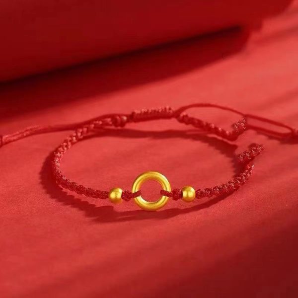 Hand-woven peace buckle couple bracelet female red rope cw2000
