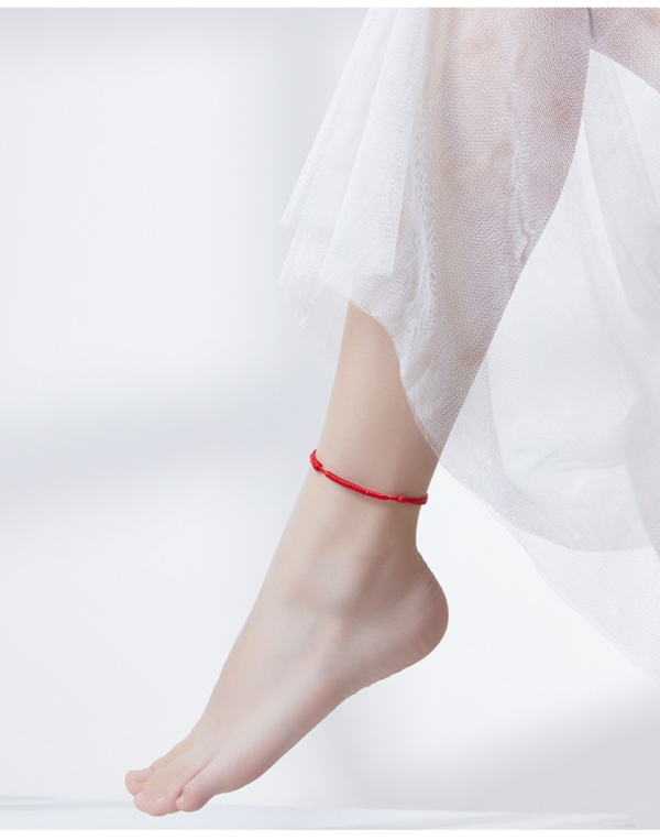 Red rope anklet hand-woven rope diamond knot safe and auspicious cw2000