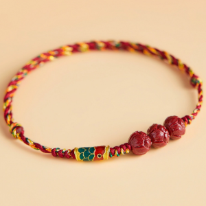 Good luck koi red bracelet cinnabar lotus bring luck red rope Hand woven wristband smooth career cw2000
